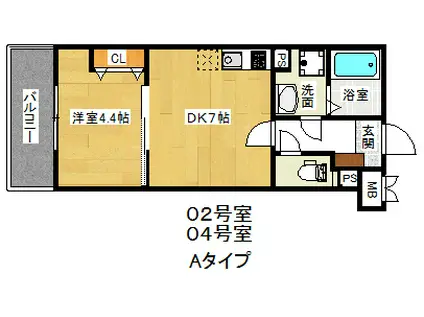 EXハイツアビコII(1DK/3階)の間取り写真