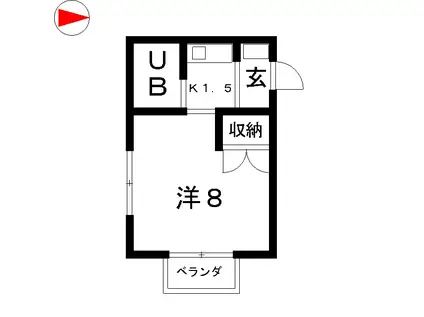 ホワイトヒルズ(1K/2階)の間取り写真