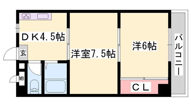 シティエステート城南(2DK/6階)の間取り写真