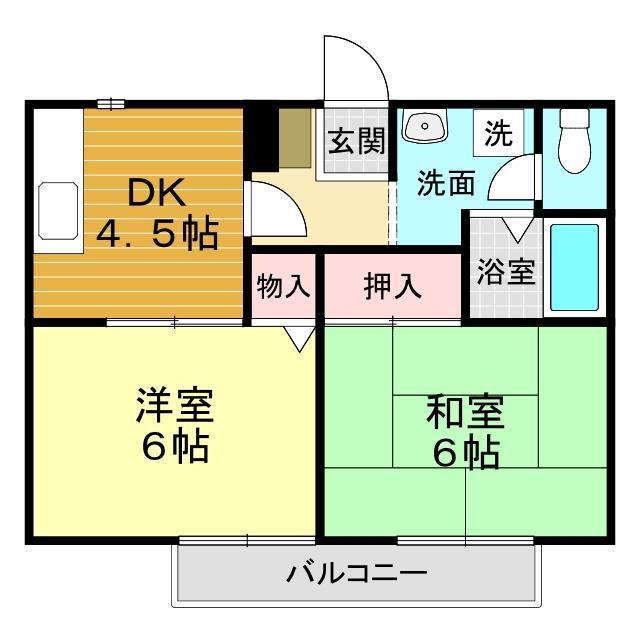 サンガーデン勝本A(2DK/2階)の間取り写真