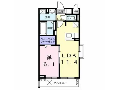 HILL SIDE(1LDK/3階)の間取り写真