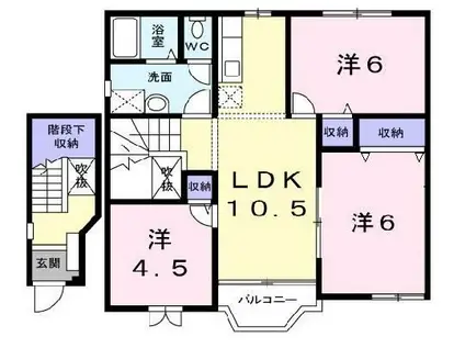 ジャン・ピュールII(3LDK/2階)の間取り写真