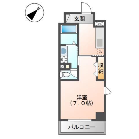 アンゼリカ(1K/6階)の間取り写真