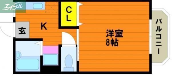 ベレール清心(1K/2階)の間取り写真