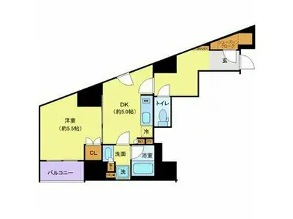 ディアレイシャス西新宿(1DK/4階)の間取り写真