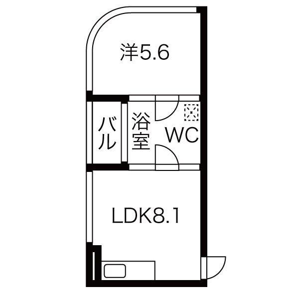 BAUWERK(1LDK/2階)の間取り写真