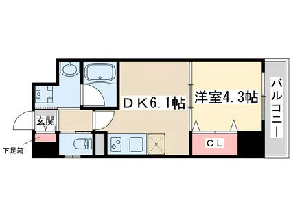 リッジガーデン江坂1(1DK/1階)の間取り写真