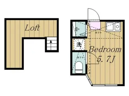 ユナイト中野島アルバトロス(ワンルーム/2階)の間取り写真