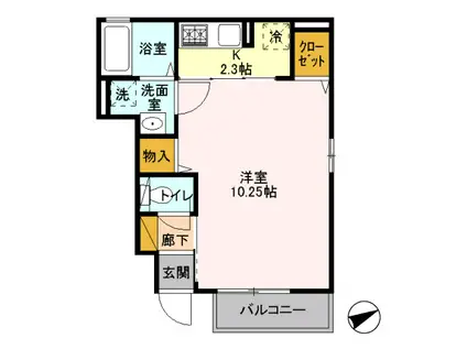 フォーチュンI(1K/1階)の間取り写真