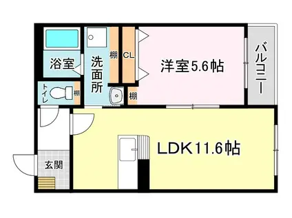 カルムメゾン(1LDK/1階)の間取り写真