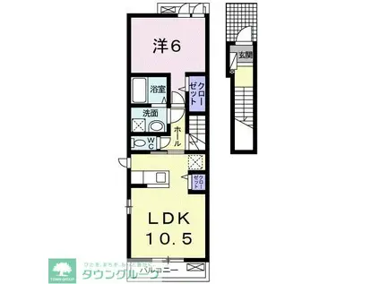 サニーフラット・ポム(1LDK/2階)の間取り写真