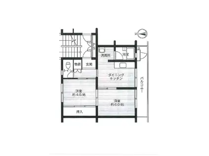 ビレッジハウス検見川(2DK/4階)の間取り写真