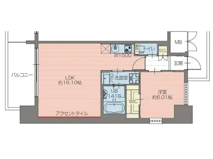 プレジオ梅田(1LDK/3階)の間取り写真