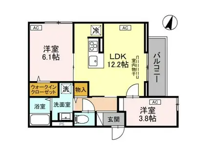 ノーブルパレス上木崎(2LDK/3階)の間取り写真