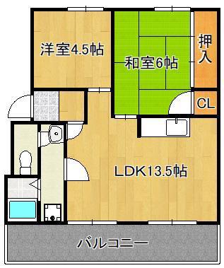 寿ビル(2LDK/4階)の間取り写真