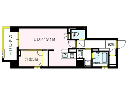 セリーニ オルニス(1LDK/12階)の間取り写真
