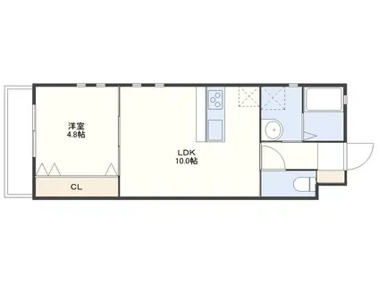 レークヒル池田I(1LDK/1階)の間取り写真