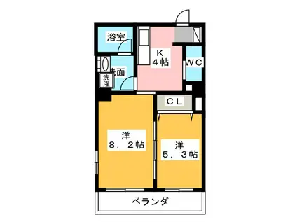 コーキャス南町(2K/8階)の間取り写真