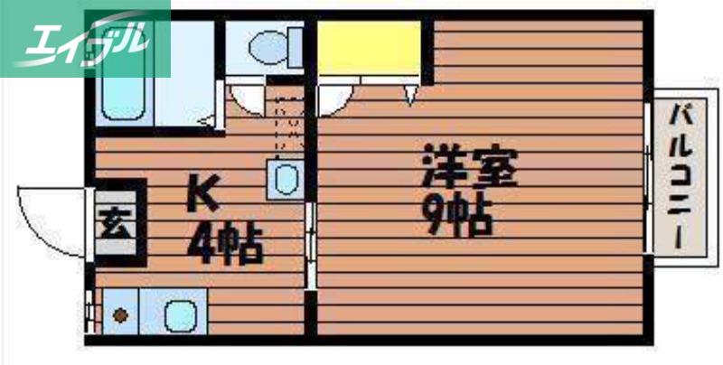 コーポステップII(1K/2階)の間取り写真
