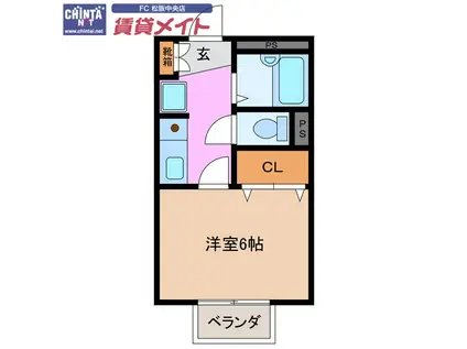 FIORE(1K/2階)の間取り写真