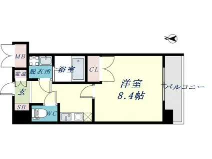 CASSIA高井田NOUTHCOURT(1K/4階)の間取り写真