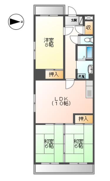 コーポみやぎ野(3LDK/2階)の間取り写真