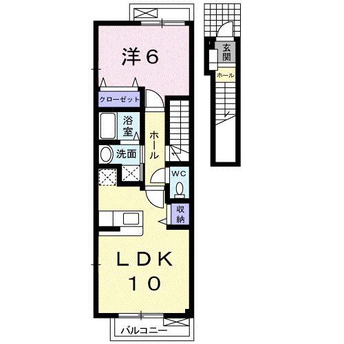 クラベール A(1LDK/2階)の間取り写真