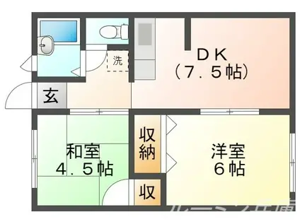 レジデンス石井(2DK/2階)の間取り写真