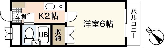 谷本ハイム(1K/2階)の間取り写真