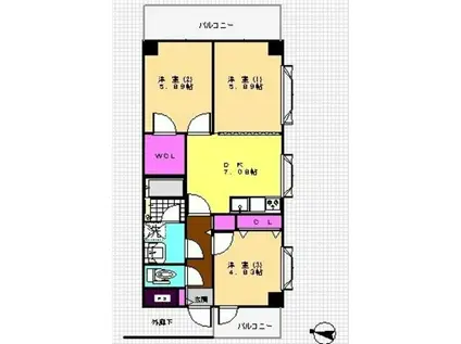 コンフォート 栄(3DK/5階)の間取り写真