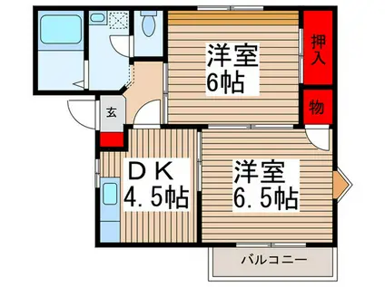 ドミール諏訪坂3(2DK/1階)の間取り写真