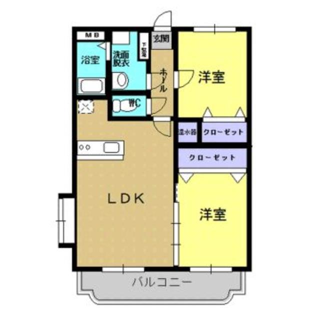 オレンジハウス(2LDK/2階)の間取り写真