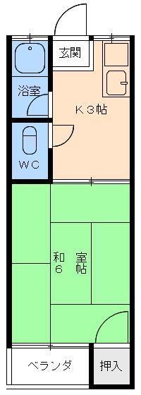 コーポ宮田(1K/2階)の間取り写真