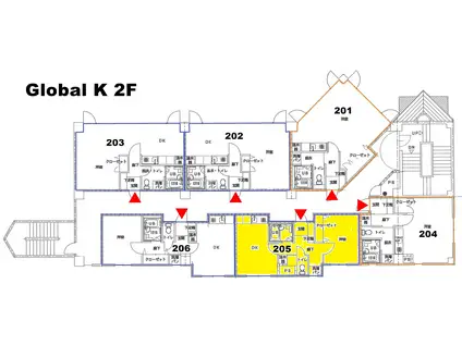 グローバルK マンション(1DK/3階)の間取り写真