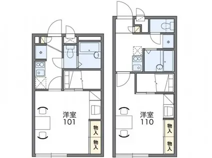 レオパレスピソII(1K/1階)の間取り写真