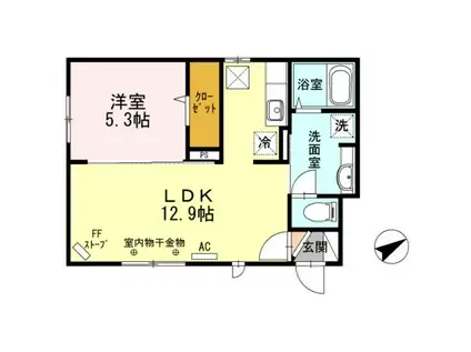 セジュールナカダテ(1LDK/1階)の間取り写真