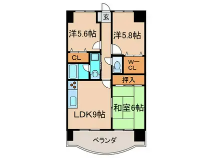 オロマーレ折尾南I(3LDK/10階)の間取り写真