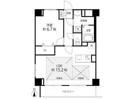 TSGARDEN高円寺(1LDK/3階)の間取り写真