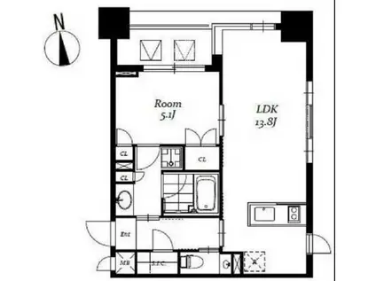 レジディア日本橋馬喰町III(1LDK/2階)の間取り写真