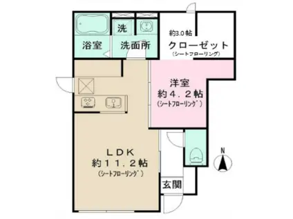 ソリード六本松ウエスト(1LDK/1階)の間取り写真