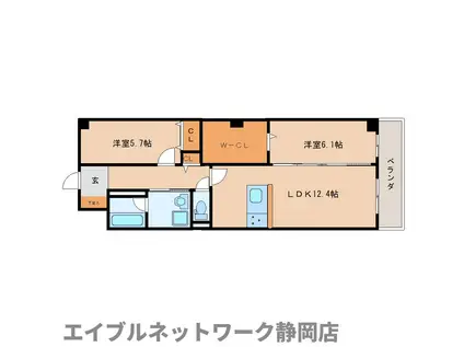 イーストタウン巽(2LDK/6階)の間取り写真