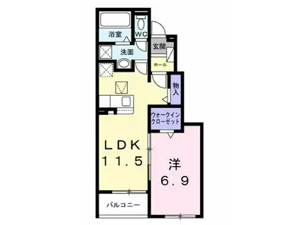 ファインブルク・K III(1LDK/1階)の間取り写真