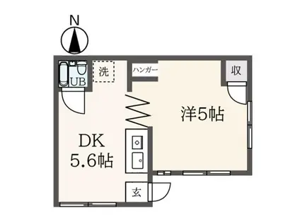 北洋ビル(1DK/1階)の間取り写真