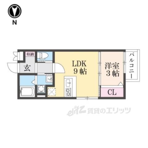 牧野阪アパート(1LDK/3階)の間取り写真