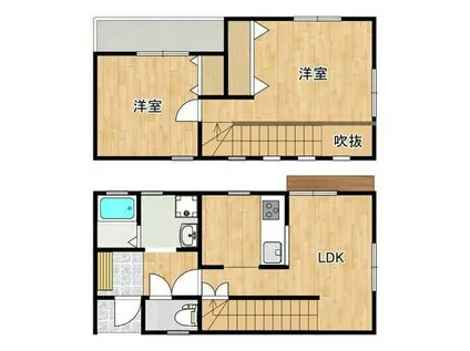 慈眼寺公園前アパート(2LDK/1階)の間取り写真