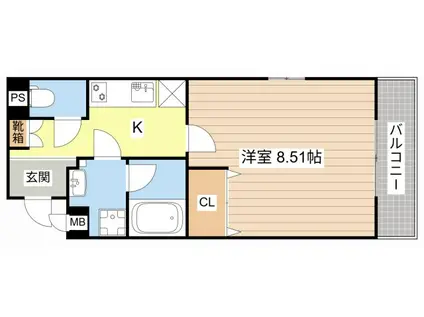 コテージ下之郷(1K/2階)の間取り写真