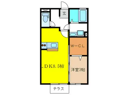 ボナール伊神(1LDK/1階)の間取り写真