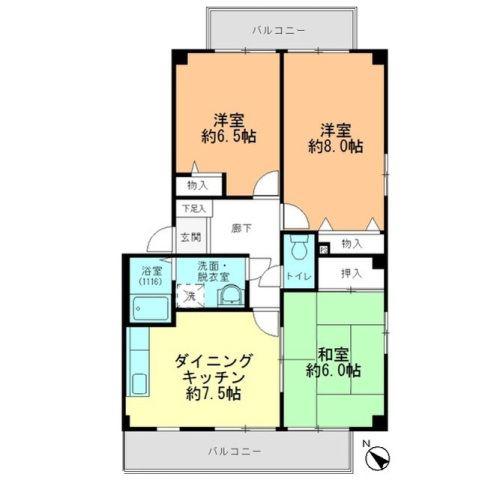 レジデンス馬木(3DK/2階)の間取り写真