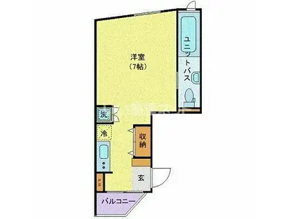 イースト RISE 由比ガ浜 B(ワンルーム/3階)の間取り写真