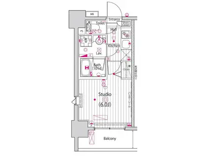 ガーラ・プレシャス高輪台(1K/3階)の間取り写真